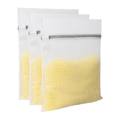Imagem de GOGOODA Sacos de lavanderia de malha para delicados, pacote com 3 sacos de lavagem duráveis em colmeia – Bolsas protetoras com zíper para lingerie, sutiãs, roupas de bebê na máquina de lavar e secar