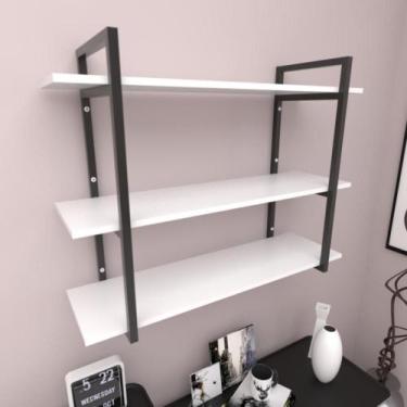 Imagem de Prateleira industrial com três níveis cor branco 68x30x90 - E-nichos