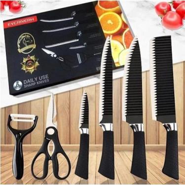 Imagem de Jogo de Facas de Corte Fino Santoku em Aço Inoxidavel 6 peças - GM Hai