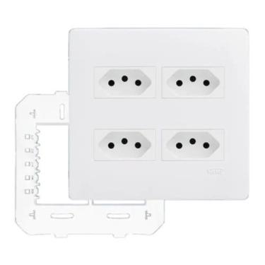 Imagem de Conjunto 4 Tomada Simples 20 Amperes 4x4 Habitat Branco Fame