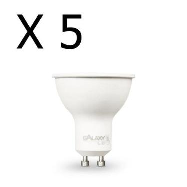 Imagem de Kit 5 lampada led dicroica 4,8w branco frio 6500k gu10 galaxy