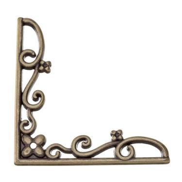 Imagem de Cantoneira Fina Flor Grande 4 Peças Enfeite Espelho Bandeja - Metallic