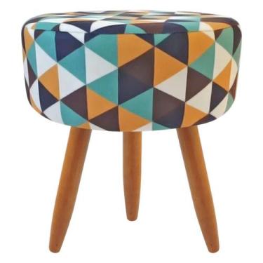 Imagem de Puff Redondo Classic Estampado Triangulo Verde - Maitê Moda Casa
