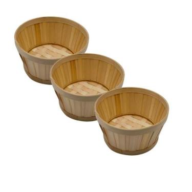 Imagem de KIT 3 Cestos Palha Natural Tiras RD 21,5x12cm - Wincy Pascoa