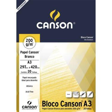 Imagem de Bloco Canson Desenho Branco 200g/m² A3 297 X 240 Mm com 20 Folhas - 66
