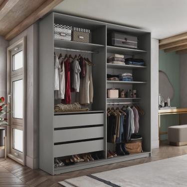 Imagem de Closet Solteiro 100% Mdf Bp 159,5cm 3 Gavetas Monreale