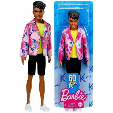 Imagem de Boneco Ken Colecionável Moreno Negro - Roupa Moderna - Edição Especial 60 Anos - Inspirado Rocker Derek Do Ano De 1985 - Namorado Da Boneca Barbie - O