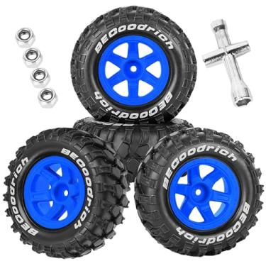 Imagem de RCYouHott RC Off Road Monster Truck TRX E-REVO Summit HPI SAVAGEGT-2XS REDCAT Volcano-16 Wheel Rim Tires Set for 1/12 1/14 1/16 E-REVO MJXRC 16208 16209 16210,Wheels Tires,Navy Blue