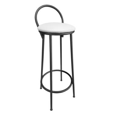 Imagem de Banqueta Alta Drink Estofada de Metal Banco Alto Para Cozinha Bar Balcão Branca