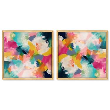 Imagem de Art Remedy Tela de arte dopamina, 50,8 cm x 50,8 cm, moldura dourada, conjunto de melodias vitrificadas II