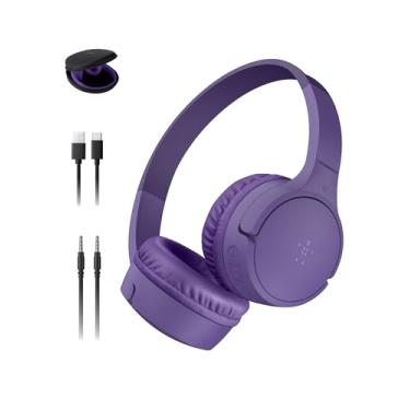 Imagem de Belkin SoundForm Mini – Fones de ouvido Bluetooth sem fio para crianças com vida útil de bateria de 30H, limite de volume seguro de 85 dB, microfone embutido - Fones de ouvido infantis para iPhone,