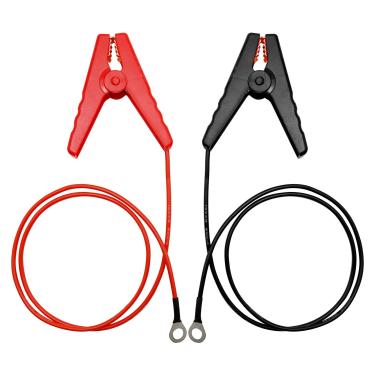 Imagem de laffoonparts Conjunto de 2 peças de fio de chumbo de cerca elétrica com clipe jacaré, conector de cerca elétrica solar, conexão de fio de cerca elétrica agrícola, fio de sistema de esgrima (vermelho +