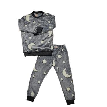 Imagem de Conjunto Fleece menino, manga longa, Pijama roupa infantil, brilha no escuro, TAM. 02