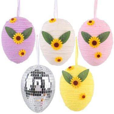Imagem de Ovo de Páscoa pendurado criativo DIY tecelagem decoração de ovo artificial adereços de festa ovo de Páscoa