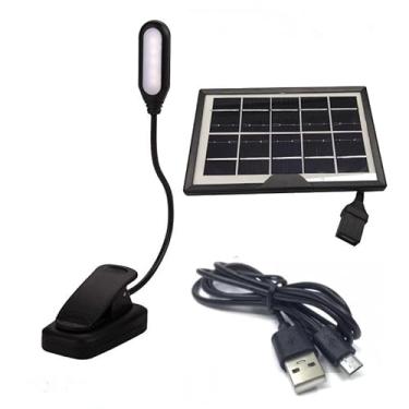 Imagem de Lâmpada de mesa de LED solar, mini luminária de mesa solar para leitura interna com porta USB luminária de mesa para cuidados com os olhos, estilo pescoço de ganso flexível, usada para leitura de