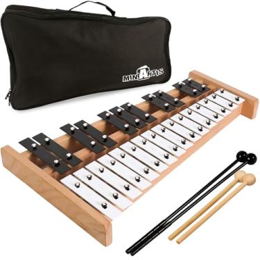 Imagem de MINIARTIS Xilofone Glockenspiel | Xilofone Glockenspiel tamanho completo 27 teclas de metal para adultos e crianças | Instrumento musical de percussão inclui 2 batedores de madeira e estojo de