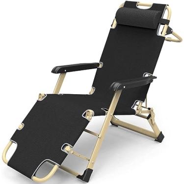 Imagem de ZYHSIJOBAS Cadeira dobrável de tecido Oxford, espreguiçadeiras de esqueleto de metal estável, poltrona reclinável com ajuste de várias velocidades e cadeira dobrável para apoio para os pés