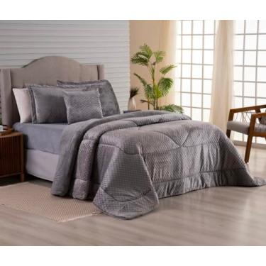 Imagem de Edredom Soft Charme, Plush Flannel, Extra Macio, Aveludado, Com 2 Porta travesseiros (Cinza, Queen)