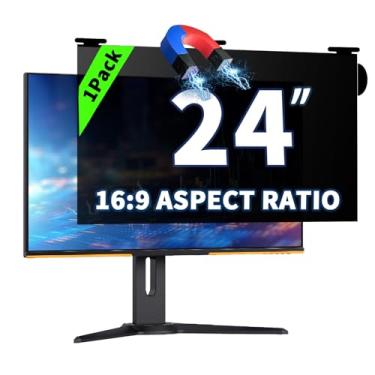 Imagem de Tela magnética de privacidade de computador suspensa de 61 cm para monitor widescreen 16:9, tela de privacidade removível, luz azul antirreflexo, protetor de tela de computador, película protetora de