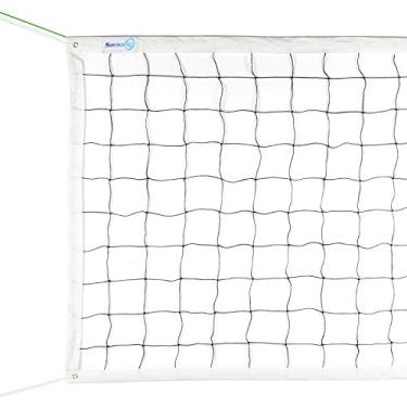 Imagem de Rede de voleibol Sanung com fio de aço para jardins internos e externos Campus Quintal Piscina Parque Praia Portátil Tamanho padrão (91 cm x 91 cm) Polos não incluídos