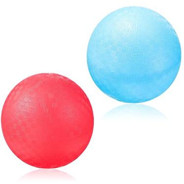 Imagem de Bolas de Playground de 15 cm Pacote de 2 bolas de borracha para ambientes externos para crianças bolas de Dodgeball azul vermelho bola de handebol inflável bola de kickball para exercícios de ioga Playground futebol basquete