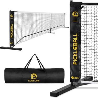 Imagem de DULCE DOM Redes de pickleball portáteis para uso ao ar livre, rede de pickleball de 6,5 m, tamanho regulador USAPA, sistema de rede de jogos de bola de picles com bolsa de transporte para quintais