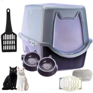 Imagem de Caixa Areia Fechada Banheiro Toalete Sanitário Gato Antiodor (Preto)