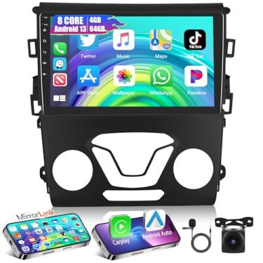 Imagem de Podofo 【Atualização 4+64G】Estéreo automotivo para Ford Fusion Mondeo 2013-2019 com carro sem fio e Android Auto, rádio automotivo com tela sensível ao toque de 9 polegadas com link espelhado,