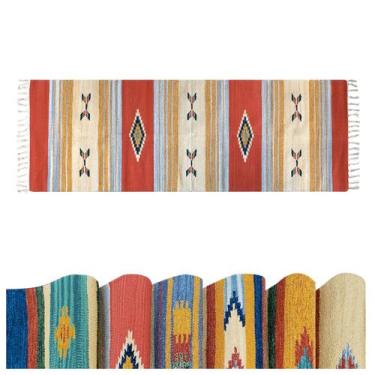 Imagem de 2 Tapete Quarto Kilim Original Algodão Beira Cama 60x180 Vr - IDEALIZA