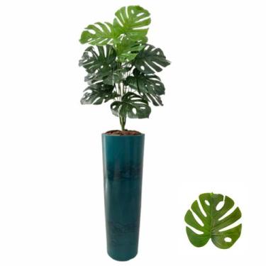 Imagem de Planta Artificial Costela De Adão + Vaso Coluna Marmorizado - FlorImp
