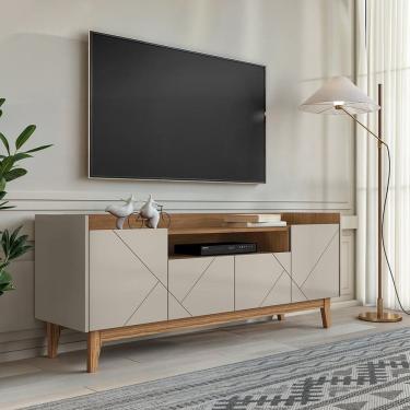 Imagem de Rack Para TV até 65 Polegadas 4 Portas 1 Nicho 180cm Adria Off White/Cedro