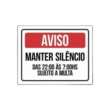 Imagem de Placa Mantenha Silêncio Após As 22 Horas Sujeito A Multa
