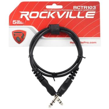 Imagem de Rockville RCTR103B Cabo balanceado TRS de 0,6 cm para TRS de 0,6 cm, preto, 100% cobre
