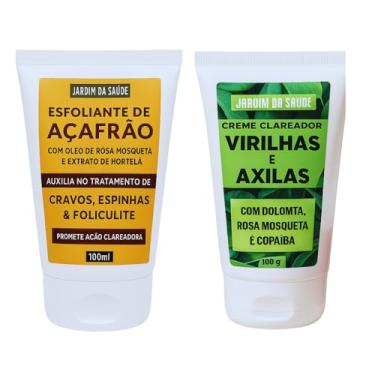 Imagem de Kit Clareador Natural – Esfoliante de Açafrão + Creme Clareador de Virilhas e Axilas | Clareia e Suaviza a Pele