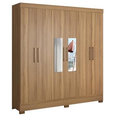 Imagem de Guarda Roupa Casal 6 Portas Com Espelho Elite 3 Gavetas Pratico D02 Amendola Touch - Mpozenato