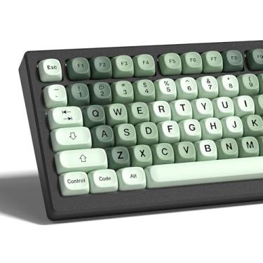 Imagem de Womier Teclas PBT - Teclas MOA, teclas de teclado personalizadas 60 65 75 100 por cento, conjunto de teclas matcha gradiente, 5 teclas de sublimação de tinta lateral para teclados Cherry Gateron MX
