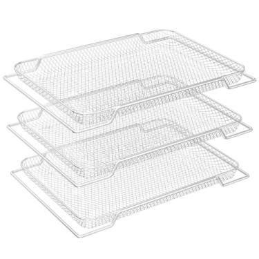 Imagem de Onlyfire Cesta de fritadeira a ar para fritadeira Breville Smart Oven Air Fryer Pro, 42 x 29,5 cm, bandeja de acessórios de cestas de malha de aço inoxidável, 3 peças de acessórios de fritadeira a ar