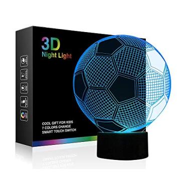 Imagem de Wiscky Luzes Noturnas De Futebol Para Crianças, Lâmpada Ilusão 3D Futebol, 7 Cores Led, Mudança Toque, Mesa, Iluminação Decorativa, Brinquedos Legais, Presentes, Aniversário, Feriado, Natal, Tema Es