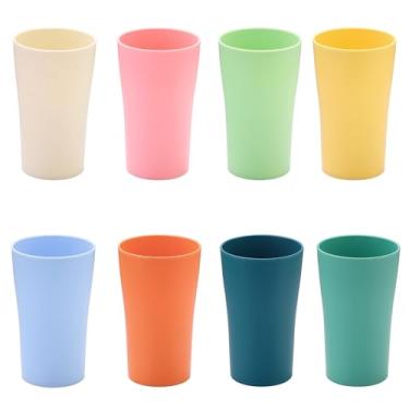 Imagem de SANLUNS Copos para beber copos premium de palha de trigo inquebráveis - Conjunto de 8 copos alternativos para copos de plástico inquebráveis, fáceis de limpar e reutilizáveis, seguros para lava-louças