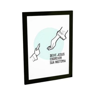 Imagem de Quadro Decorativo Religioso Deixe Jesus Escrever Sua Historia Decoração Poster Quarto Sala