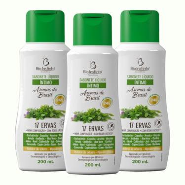 Imagem de 3 UNDs Sabonete Íntimo Líquido 17 ERVAS 200ml Bio Instinto (c/Extrato de Barbatimão e Aroeira)