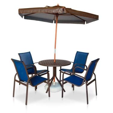 Imagem de Conjunto de Mesa Com 4 Cadeiras Linha Leve Com Ombrelone Grátis - Marr