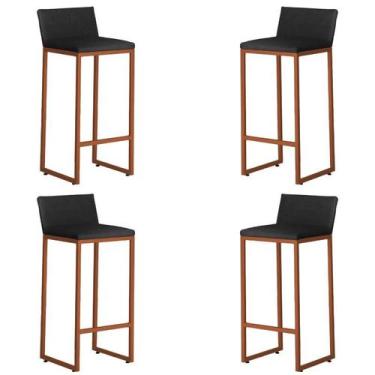 Imagem de Kit 4 Banquetas Alta Dani Reforçada Decorativa Balcão Bancada Cozinha 