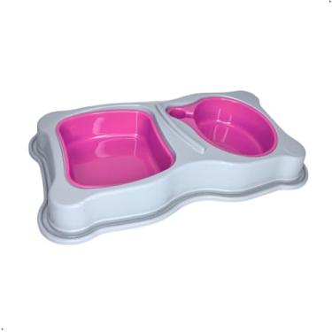 Imagem de Kit Comedouro Bebedouro Pet Cachorro Gato 750/550ml(Rosa)