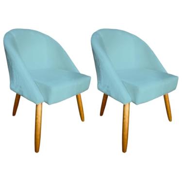 Imagem de Kit com 2 Cadeiras De Jantar Lua Veludo Luxo Para Salão Sala Penteadeira Escritório Leitura (AZUL TURQUESA)