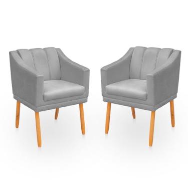 Imagem de Kit 2 Poltronas Cadeira para Sala Confortável e Moderna Mila Suede (Cinza)