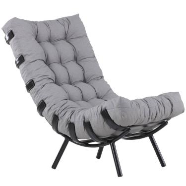 Imagem de Kit Puff Almofada Decorativo + Poltrona Costela Alumínio