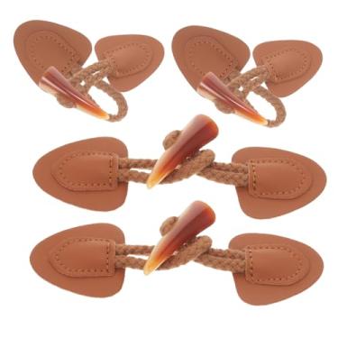 Imagem de DIYEAH 4 Pares De Botões Chifre Decorativos, Corda Algodão, Costura, Fecho Alternância, Trompete Resina Vintage