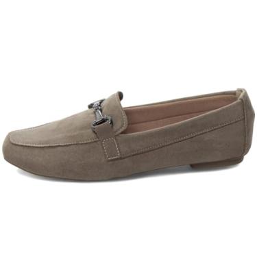 Imagem de EMILY ONLINE, Sapato Mocassim Feminino Camurça Bico Fino Confortável Casual Elegante com Bridão (Cinza, BR, Adulto, Numérico, 37)