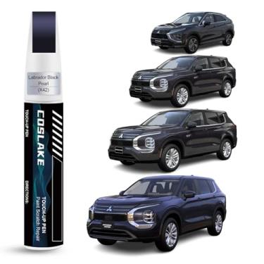 Imagem de COSLAKE Tinta de retoque de carro (Labrador Black Pearl(X42)) para Mitsubishi, kit de reparo de arranhões de pintura de carro, solução rápida e fácil de reparar, caneta removedor de arranhões 2 em 1